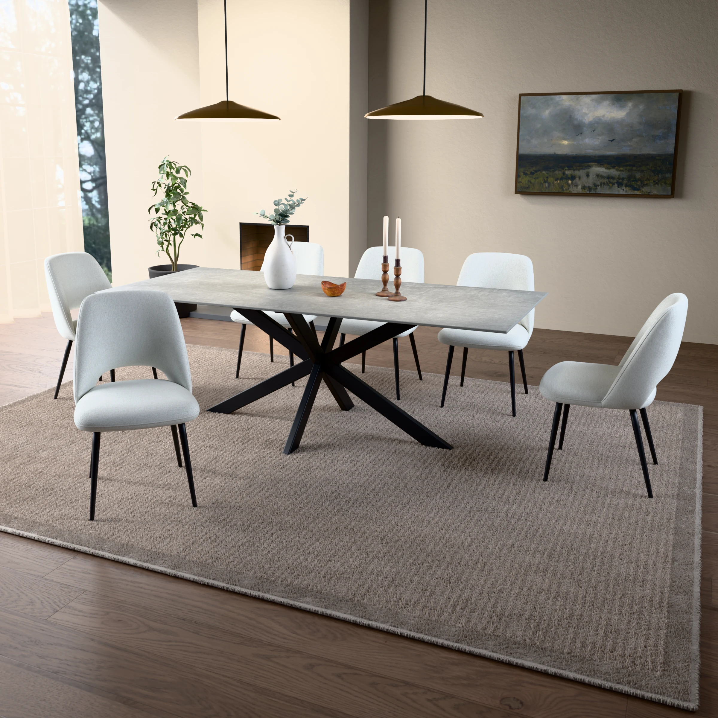 Rechthoekige keramieken tafel Riga 80x40 staal — sfeerbeeld