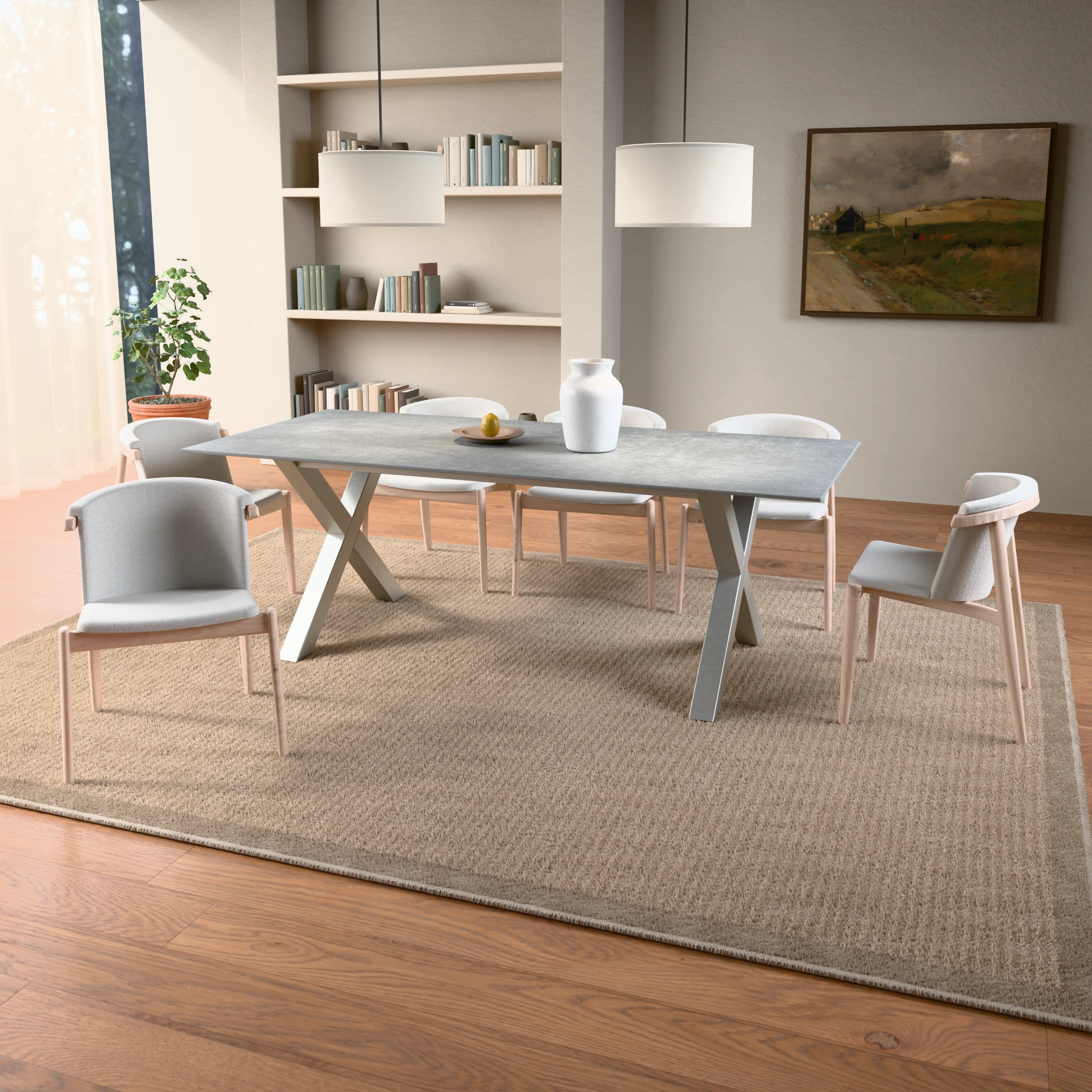 Rechthoekige keramieken tafel Sydney RVS — sfeerbeeld