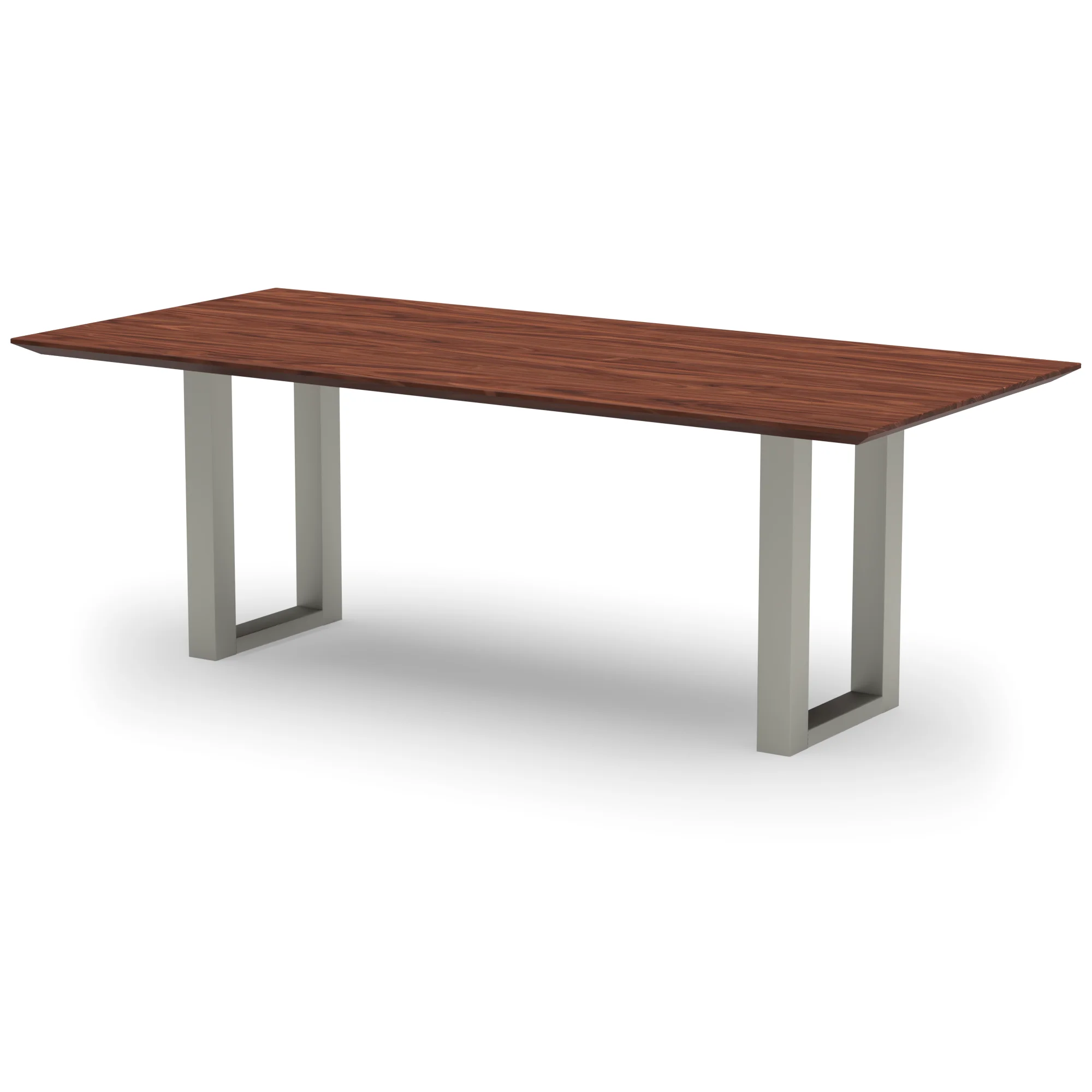 Rechthoekige notenhouten tafel Amsterdam RVS