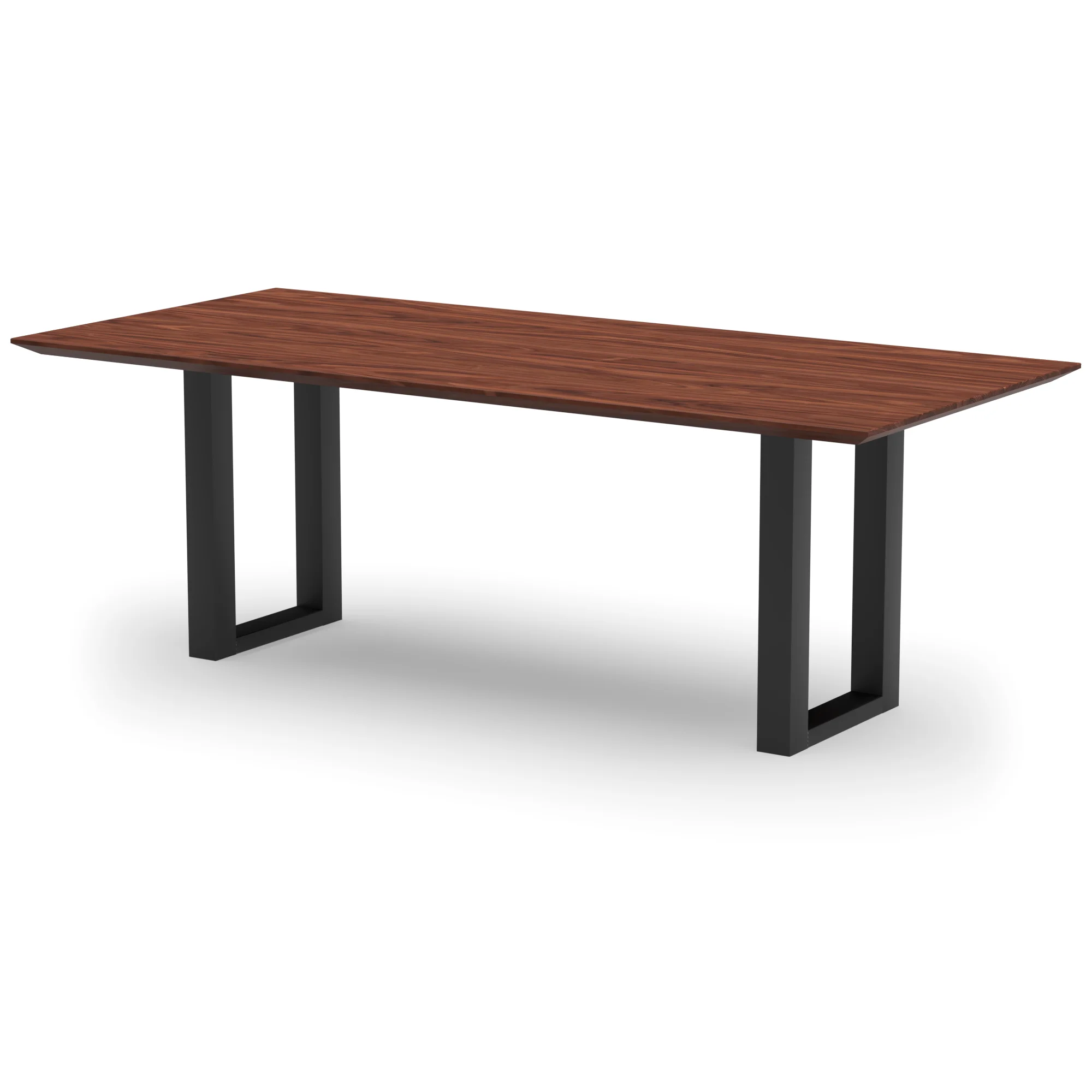 Rechthoekige notenhouten tafel Amsterdam staal