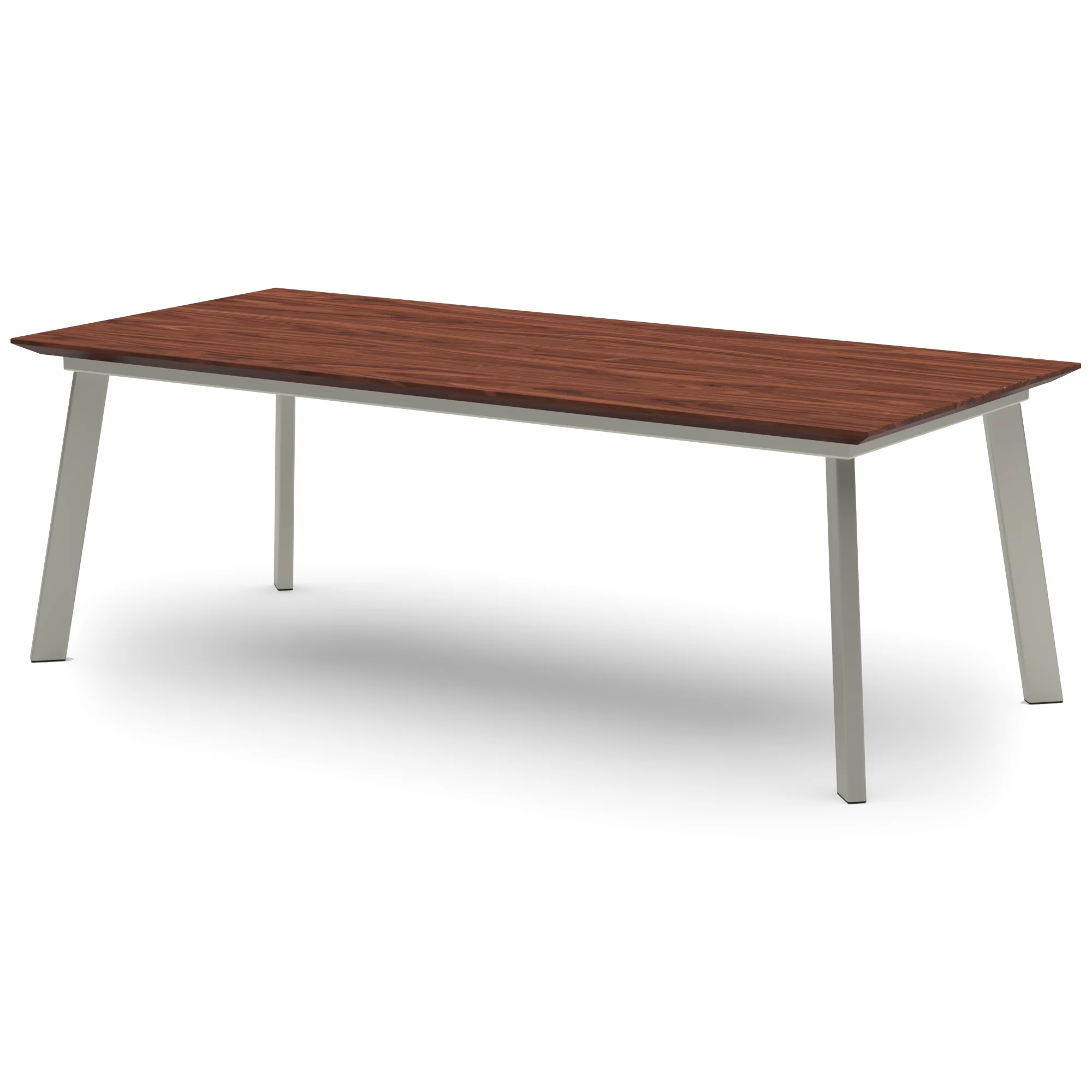 Rechthoekige notenhouten tafel Brussel RVS