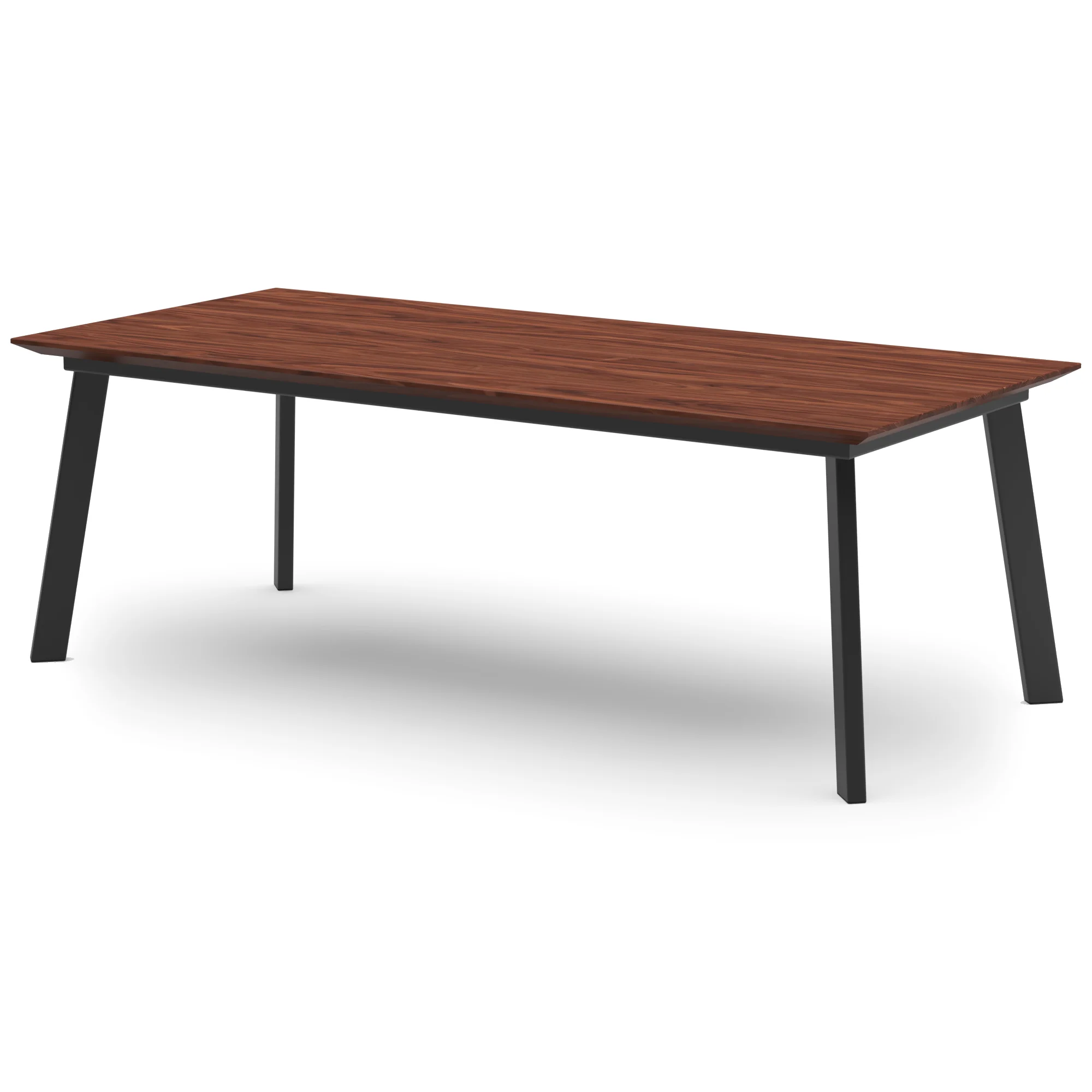 Rechthoekige notenhouten tafel Brussel staal