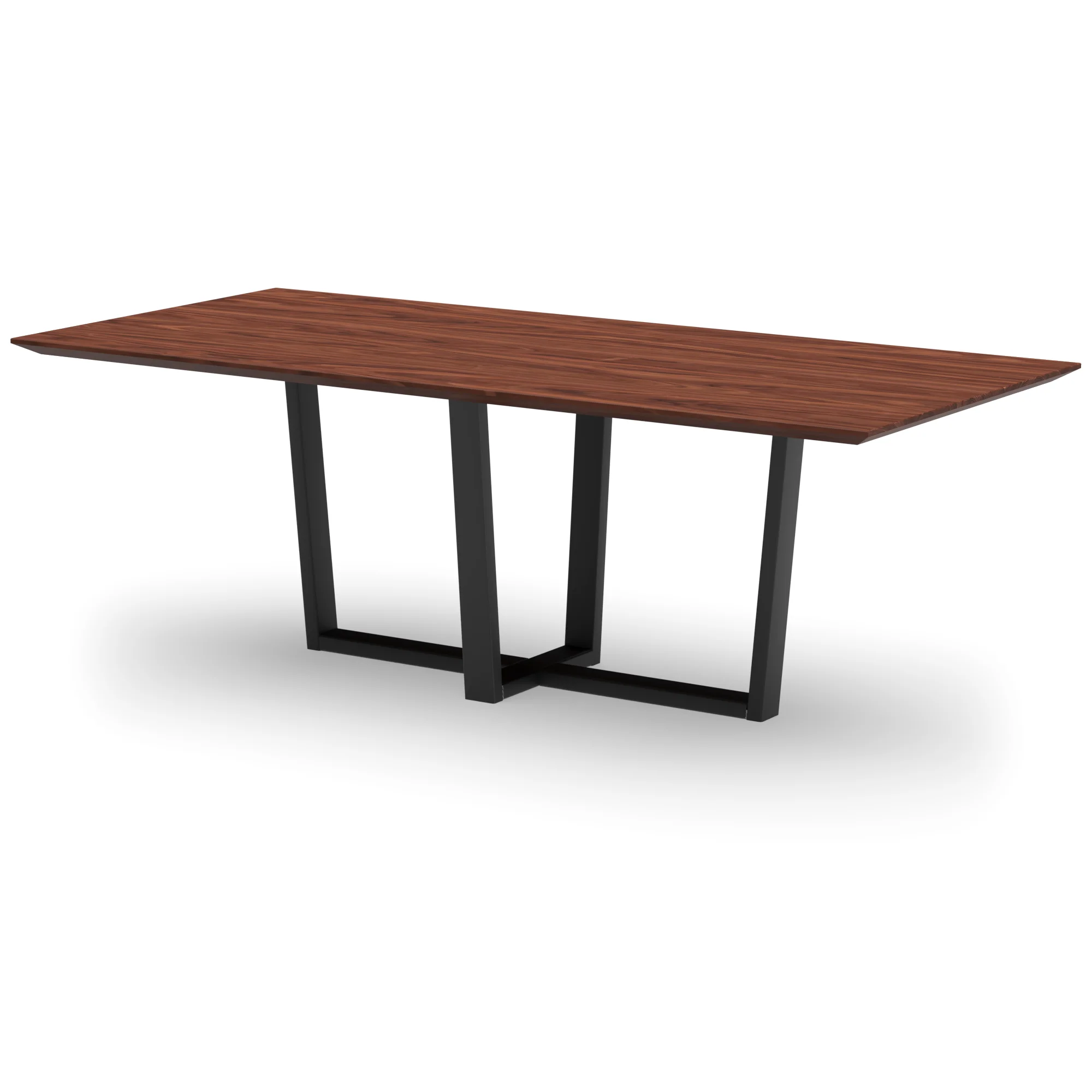 Rechthoekige notenhouten tafel Geneve staal