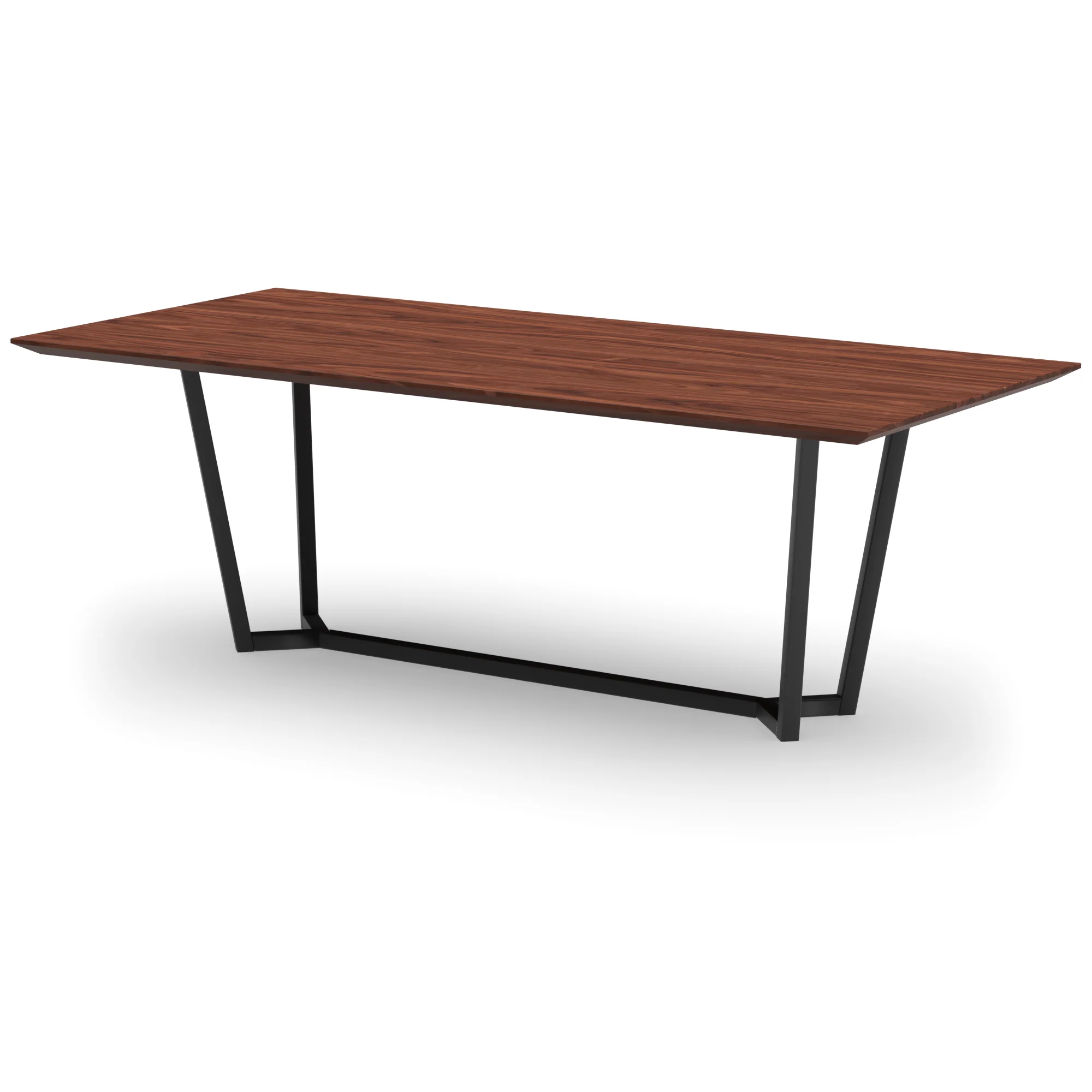 Rechthoekige notenhouten tafel Lissabon staal