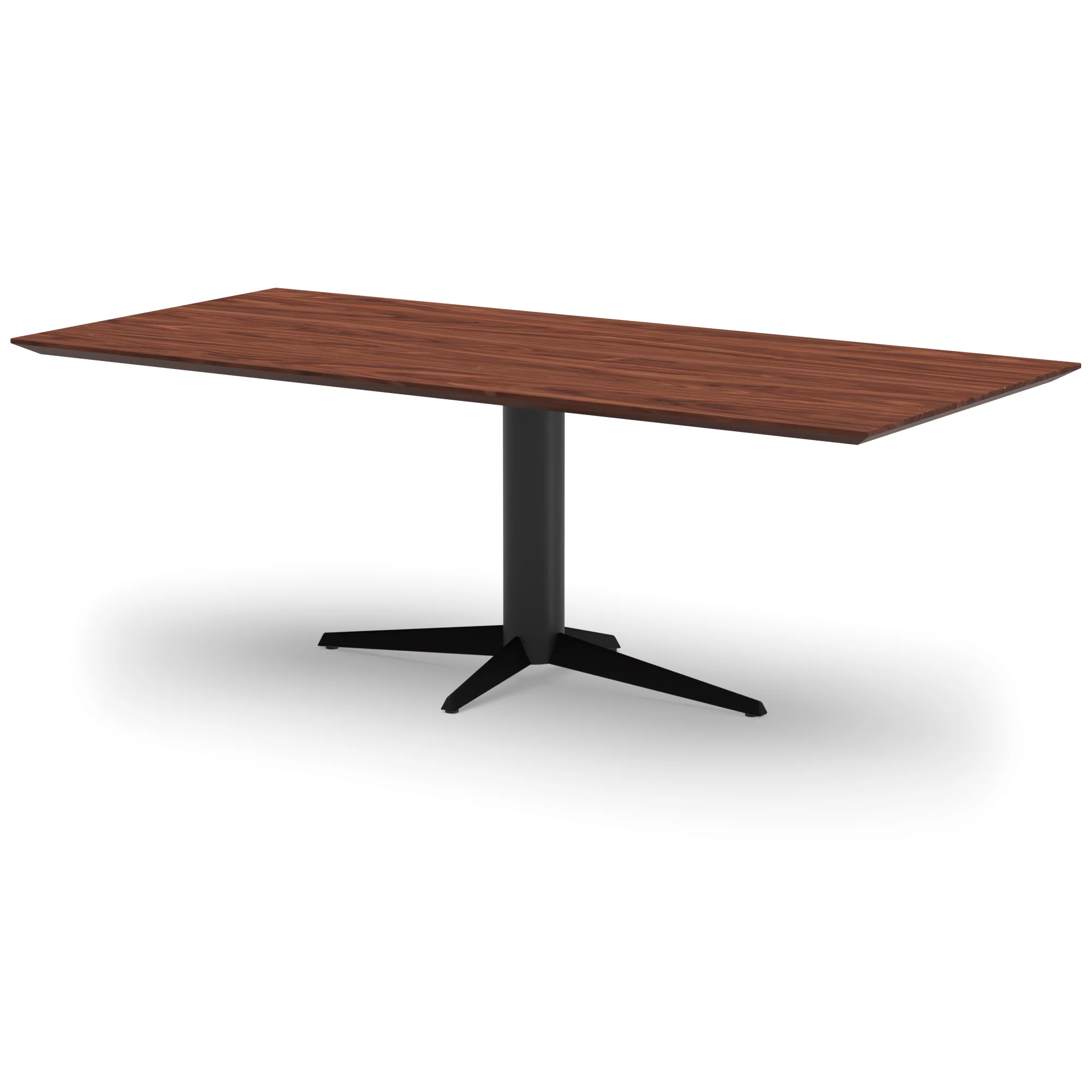 Rechthoekige notenhouten tafel Londen staal