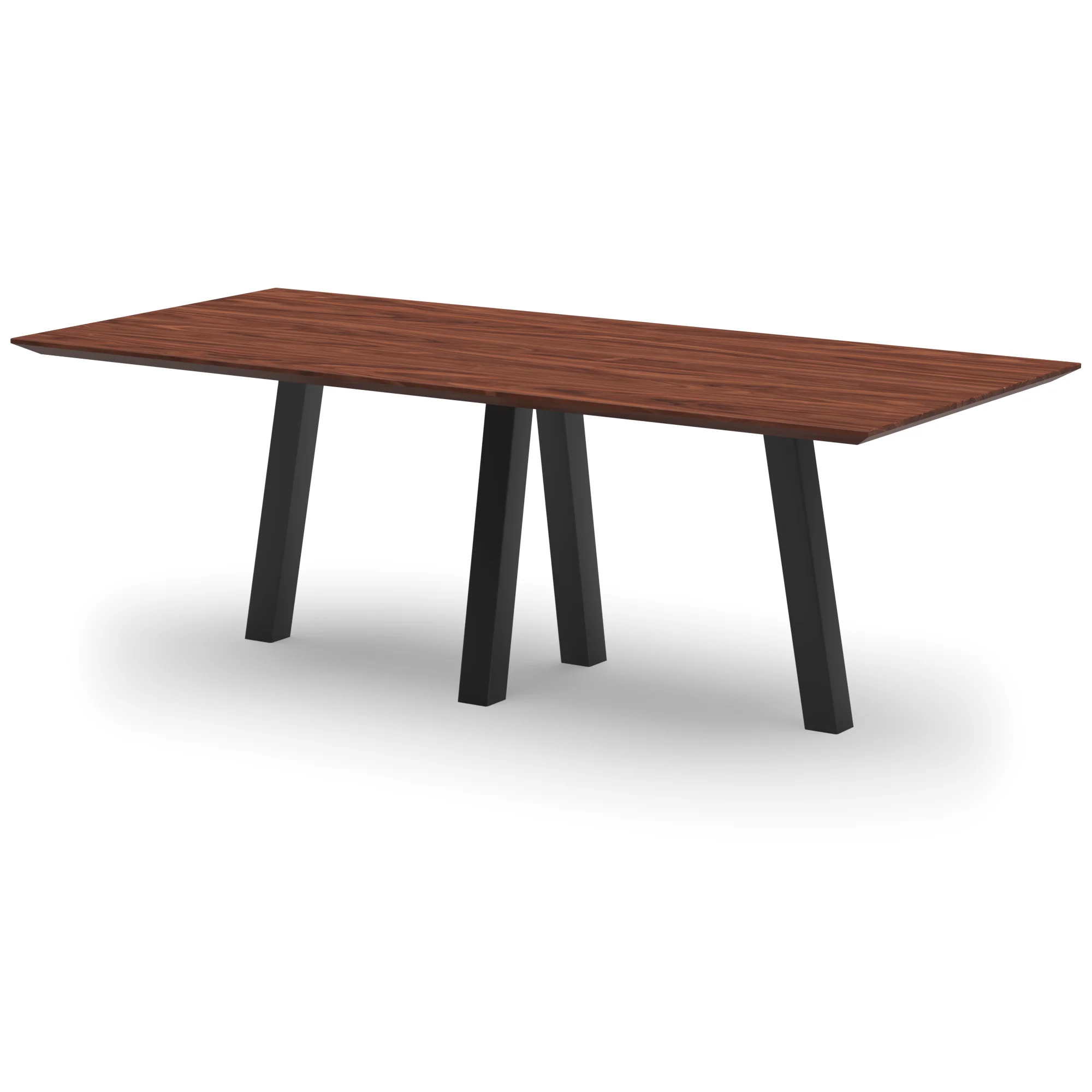 Rechthoekige notenhouten tafel Praag staal
