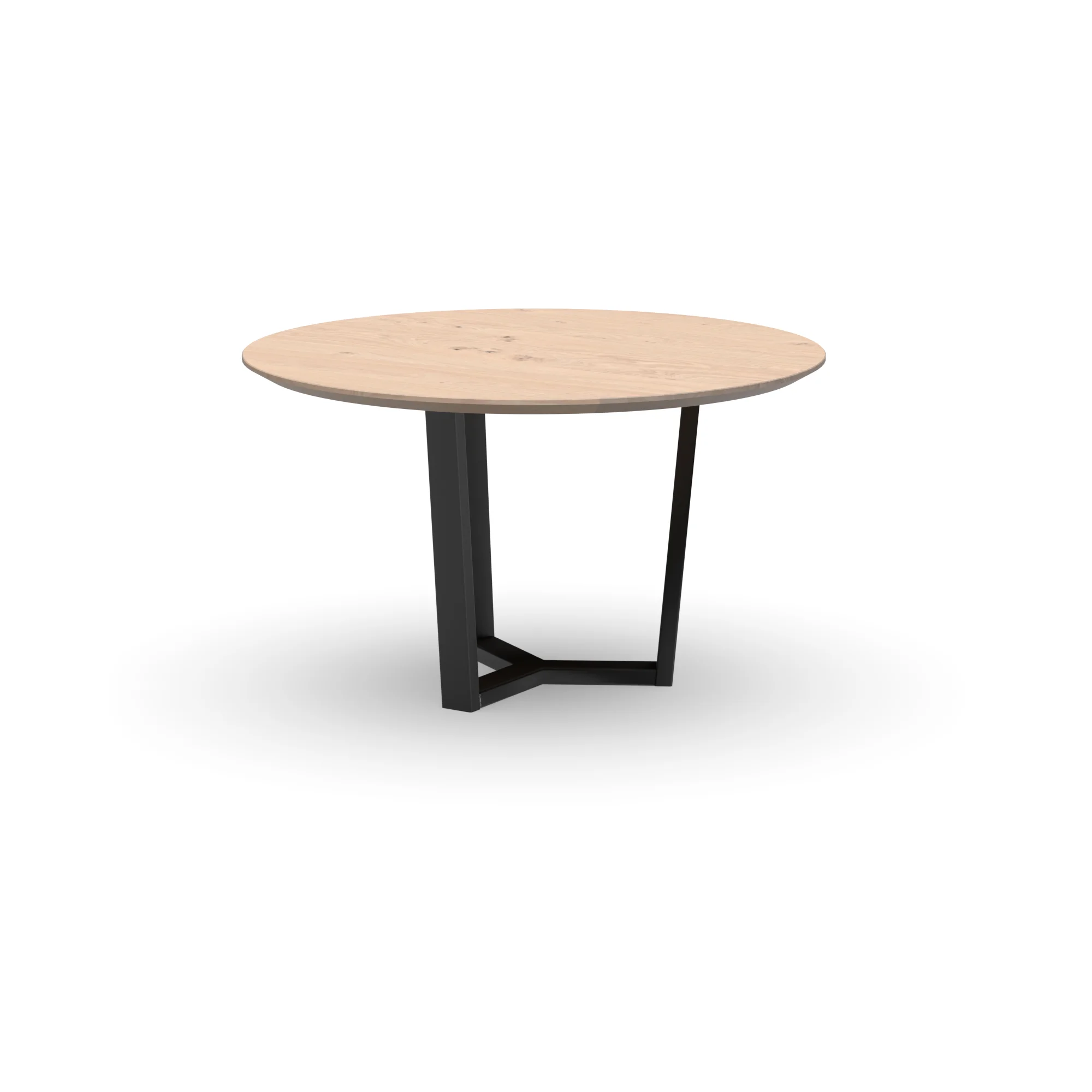 Ronde eikenhouten tafel Geneve staal