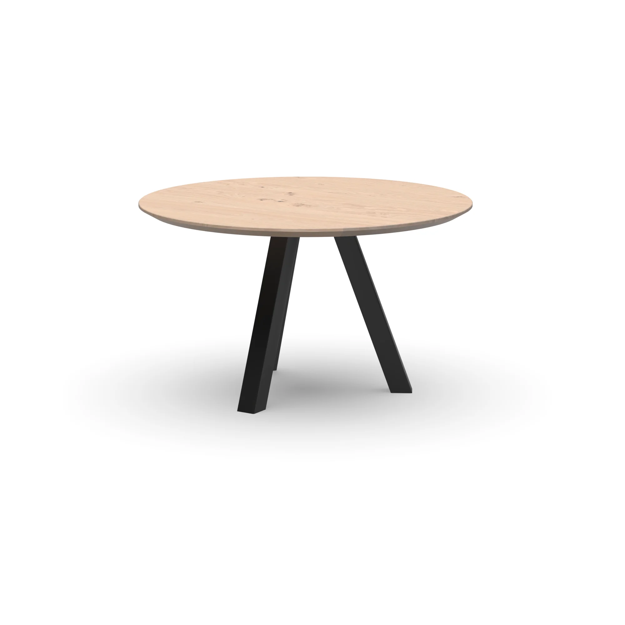 Ronde eikenhouten tafel Praag staal