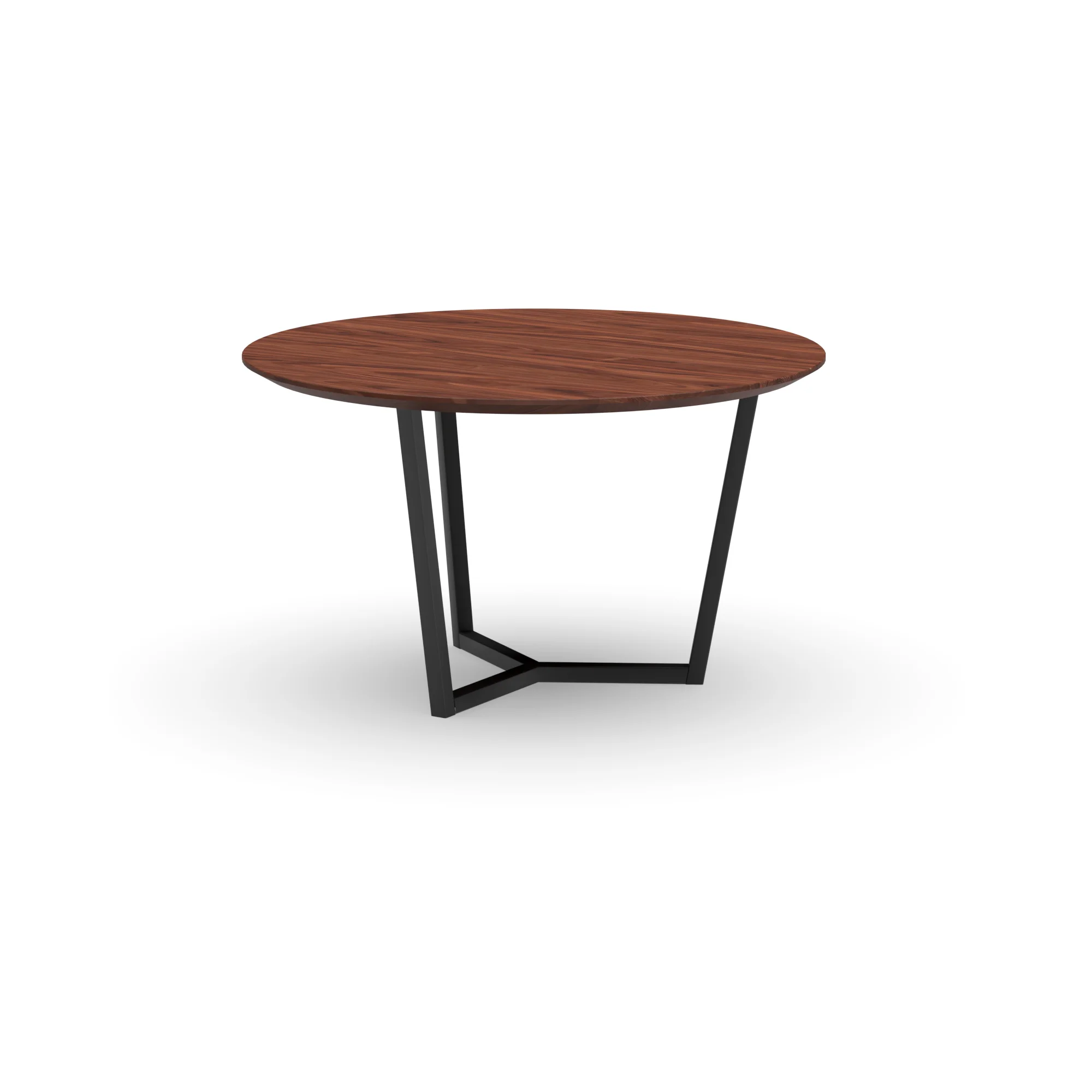 Ronde notenhouten tafel Lissabon staal
