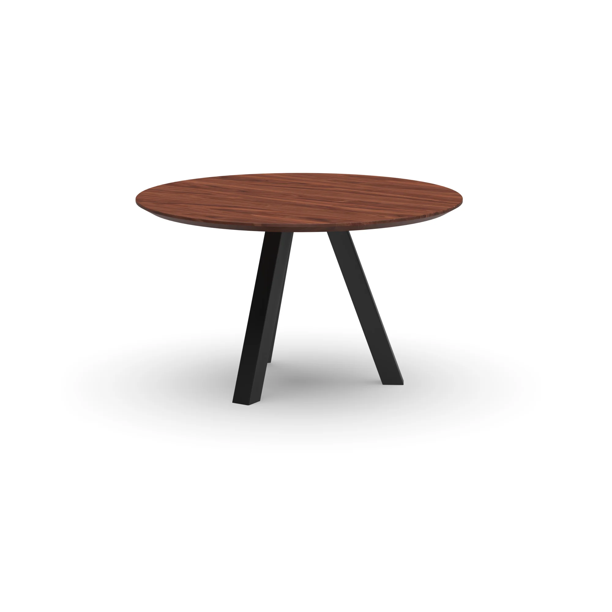 Ronde notenhouten tafel Praag staal