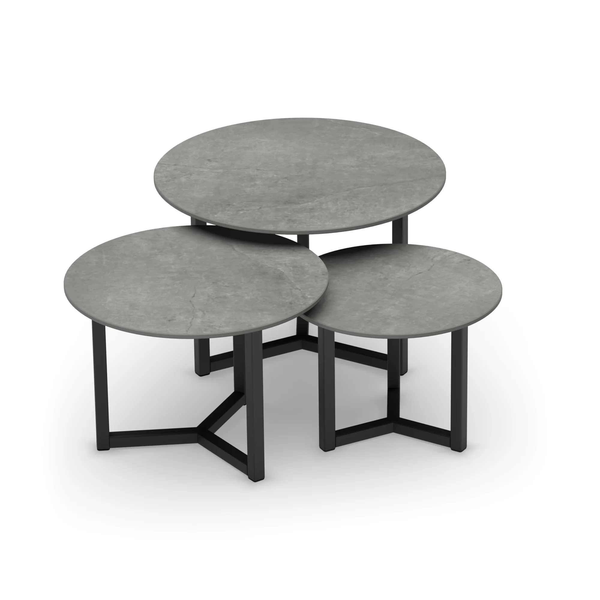 Salontafelset Oslo rond keramiek, set van 3, Hanshan Grey