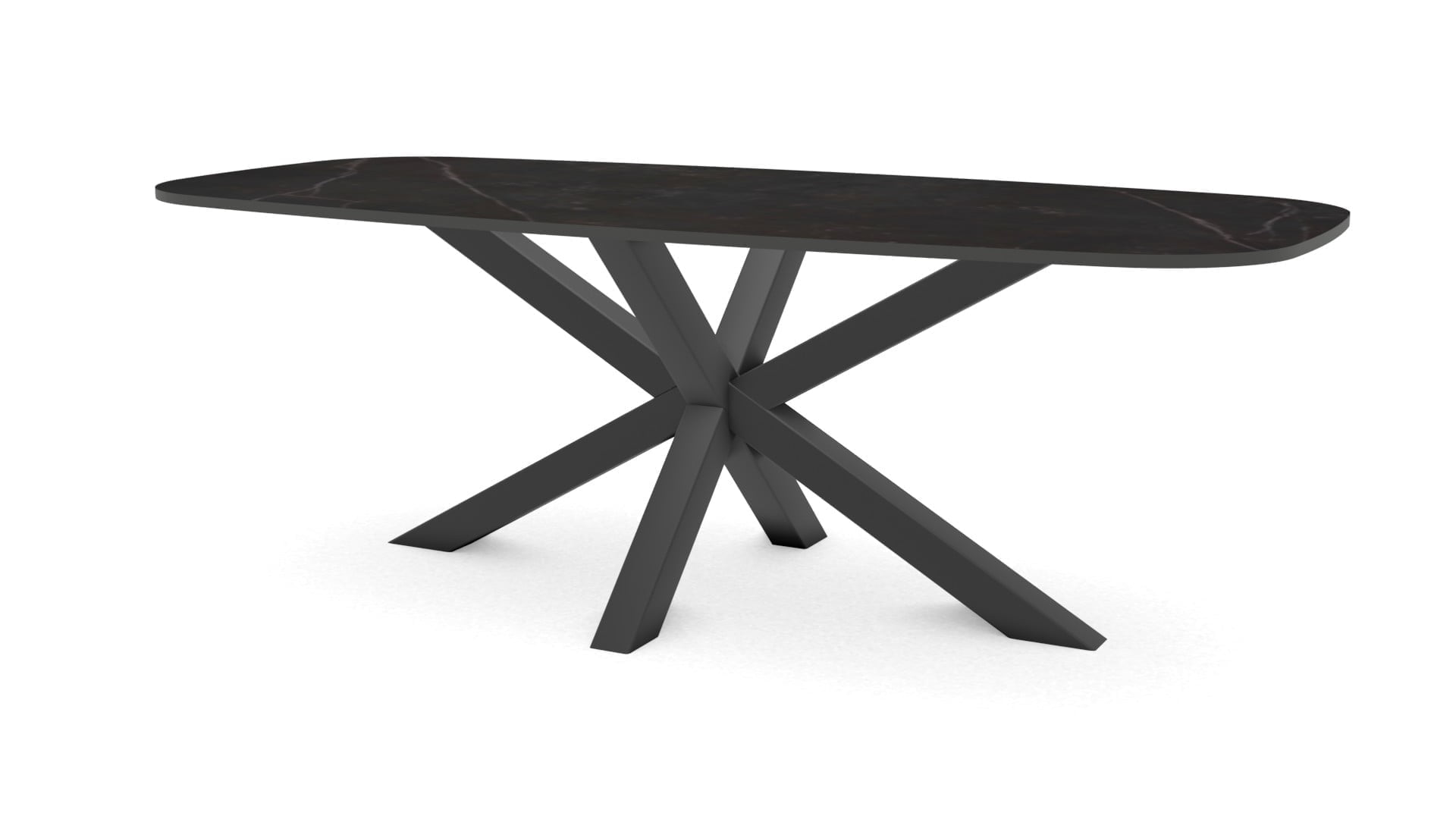 Deens ovale Keramieken tafel Riga 80×80 staal