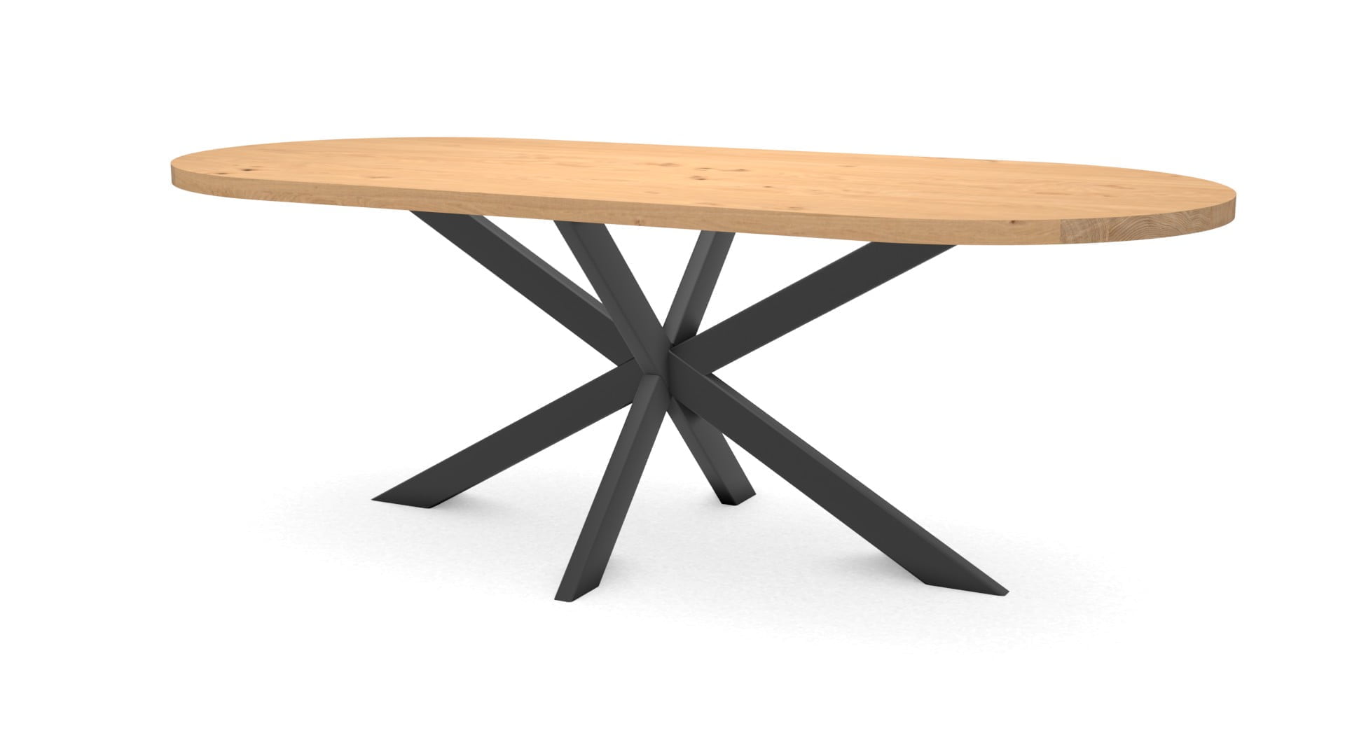 ideologie samenkomen Namens Halve cirkel eikenhouten tafel Riga 80x80 staal - Tulmans meubelen