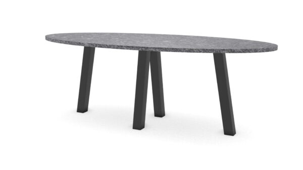 Ovale natuurstenen tafel Praag staal