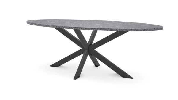 Ovale natuurstenen tafel Riga 80x40 staal