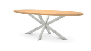 Ovale eikenhouten tafel Riga 80x40 RVS