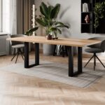 Rechthoekige eikenhouten tafel Amsterdam staal - Afbeelding 2