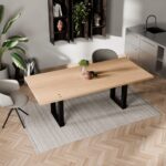 Rechthoekige eikenhouten tafel Amsterdam staal - Afbeelding 3