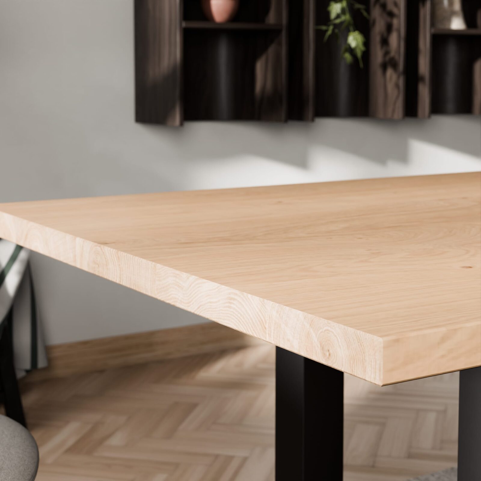 Rechthoekige eikenhouten tafel Amsterdam staal - Afbeelding 4