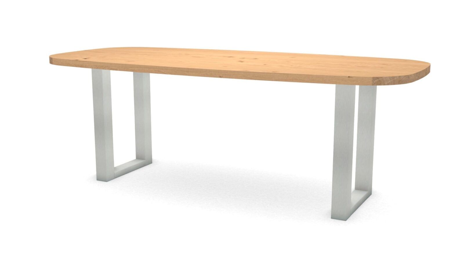 Deens ovale eikenhouten tafel Amsterdam RVS - Afbeelding 1