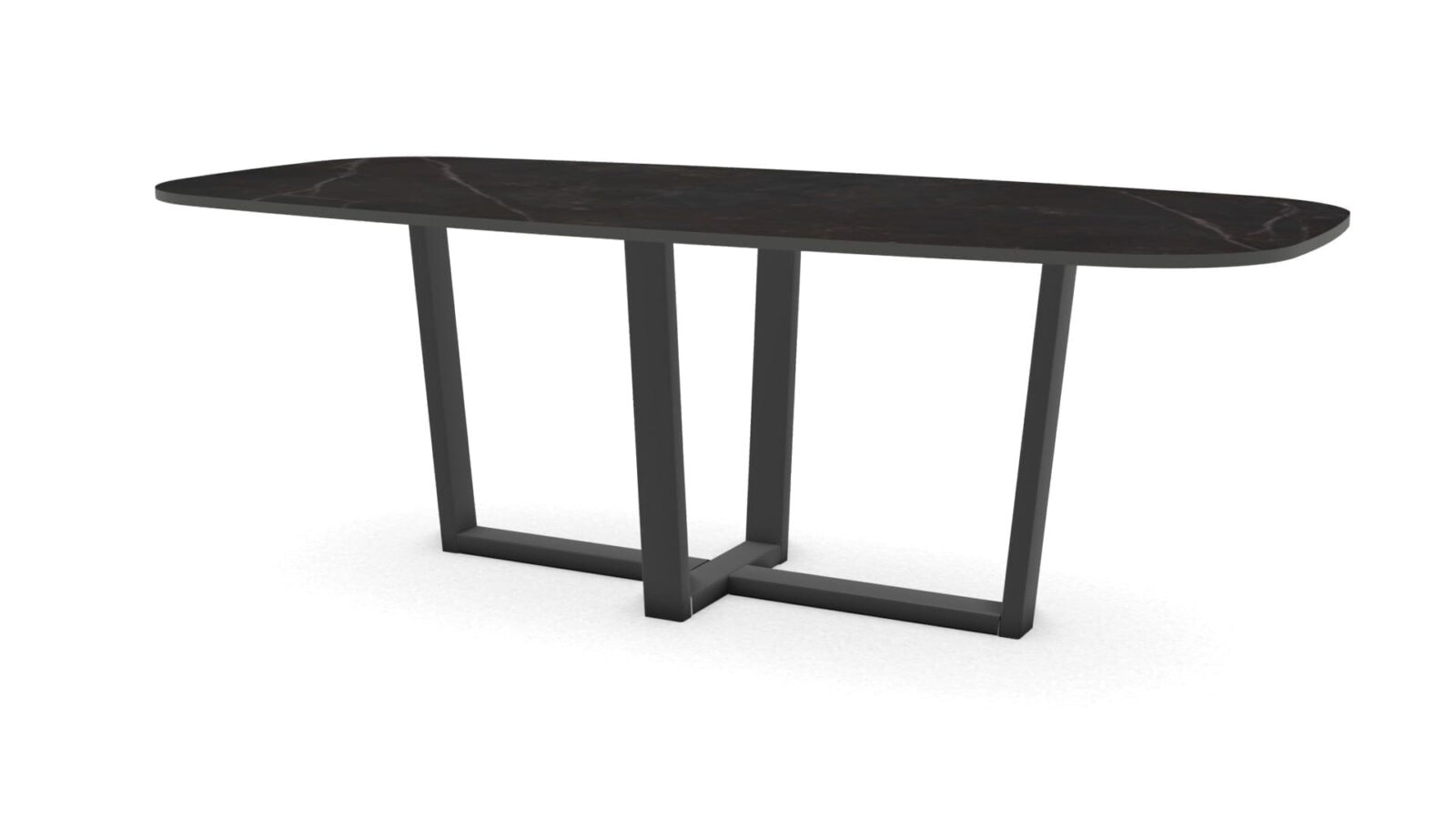 Deens ovale keramieken tafel Geneve staal - Afbeelding 1