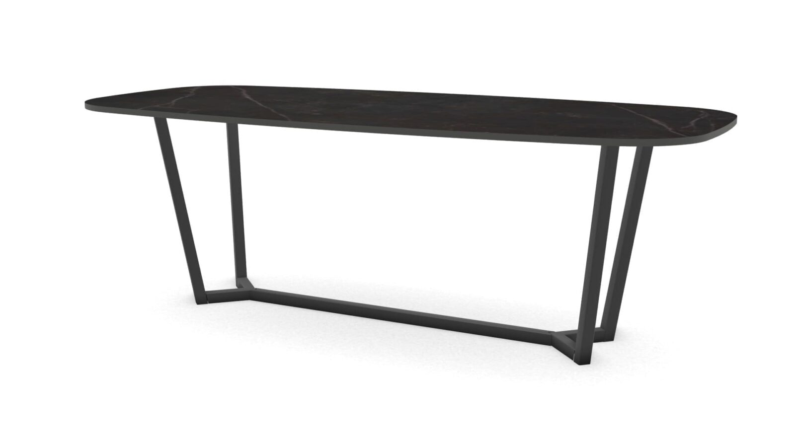 Deens ovale keramieken tafel Lissabon staal - Afbeelding 1