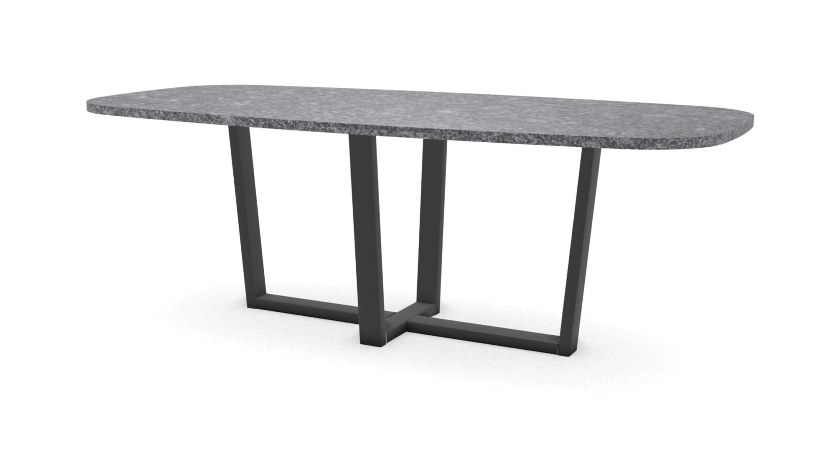 Deens-ovale-natuurstenen-tafel-Geneve-staal Deens ovale granieten tafel Geneve staal - Afbeelding 1