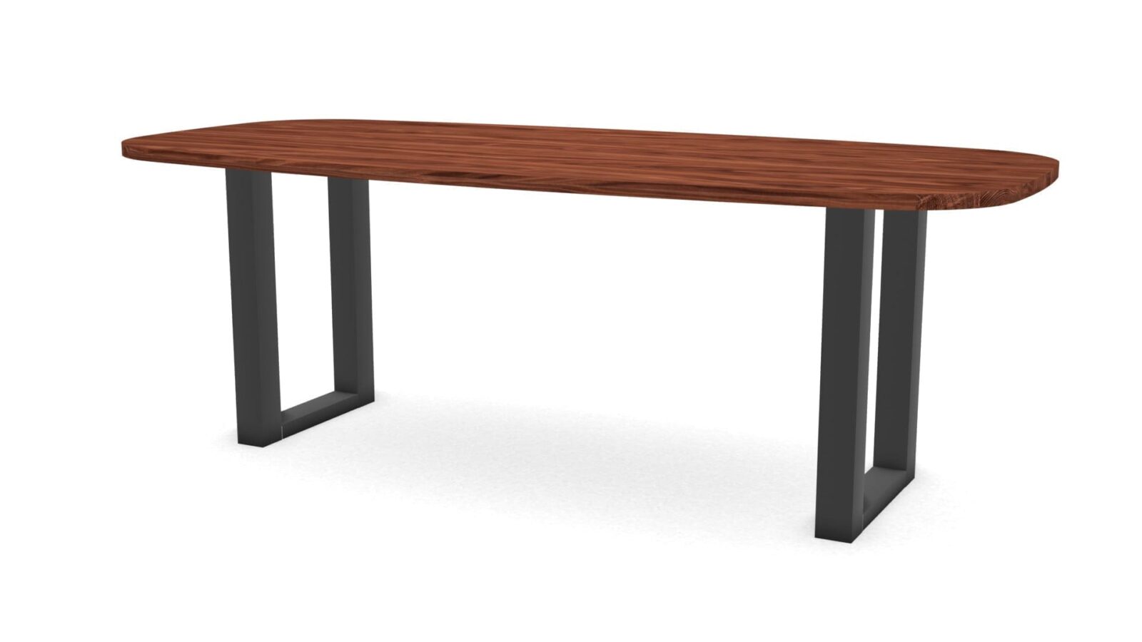 Deens ovale notenhouten tafel Amsterdam staal - Afbeelding 1