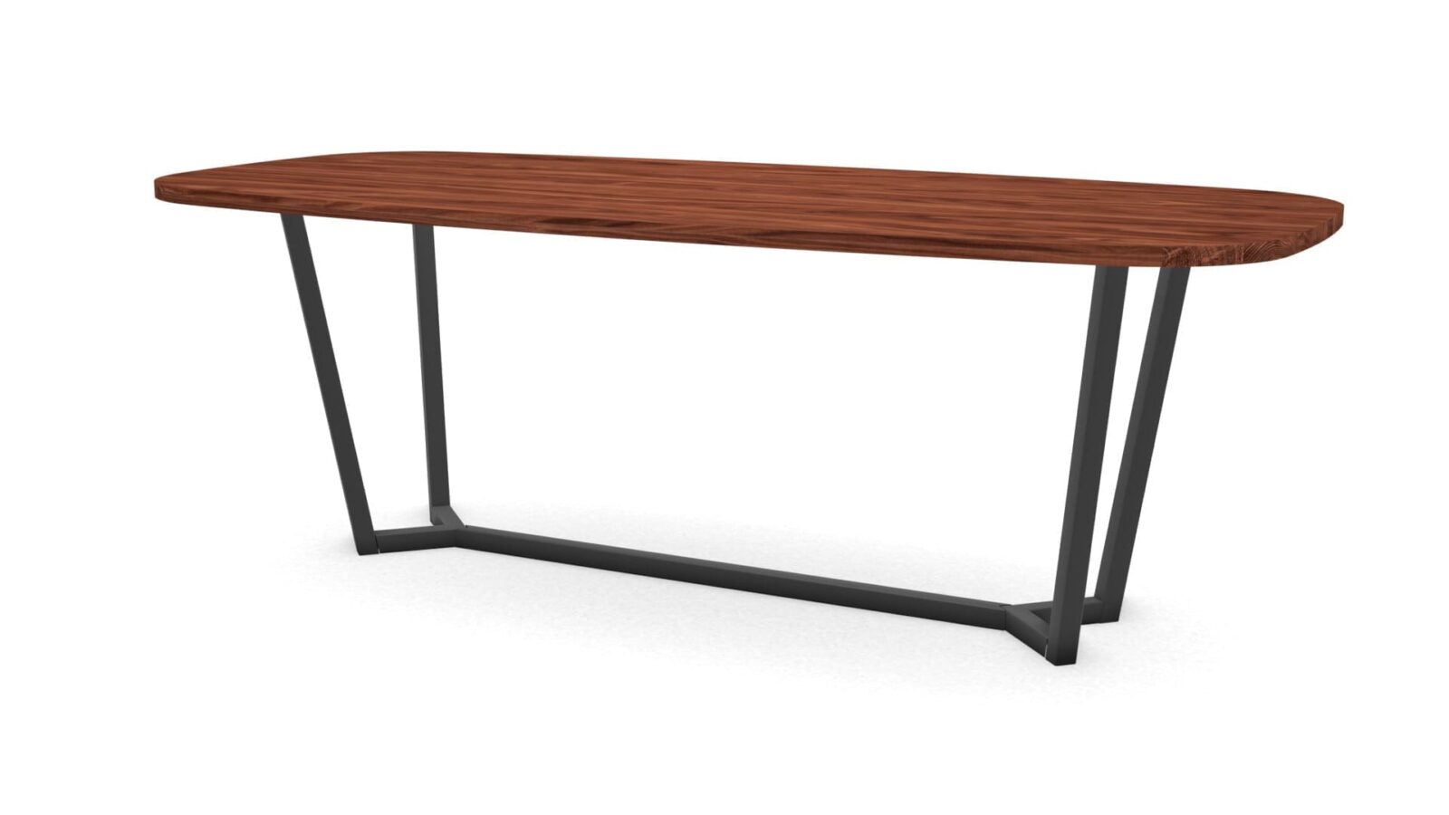 Deens ovale notenhouten tafel Lissabon staal - Afbeelding 1