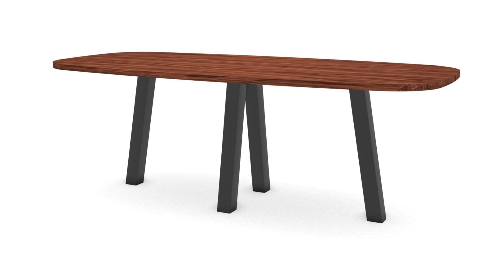 Deens ovale notenhouten tafel Praag staal - Afbeelding 1