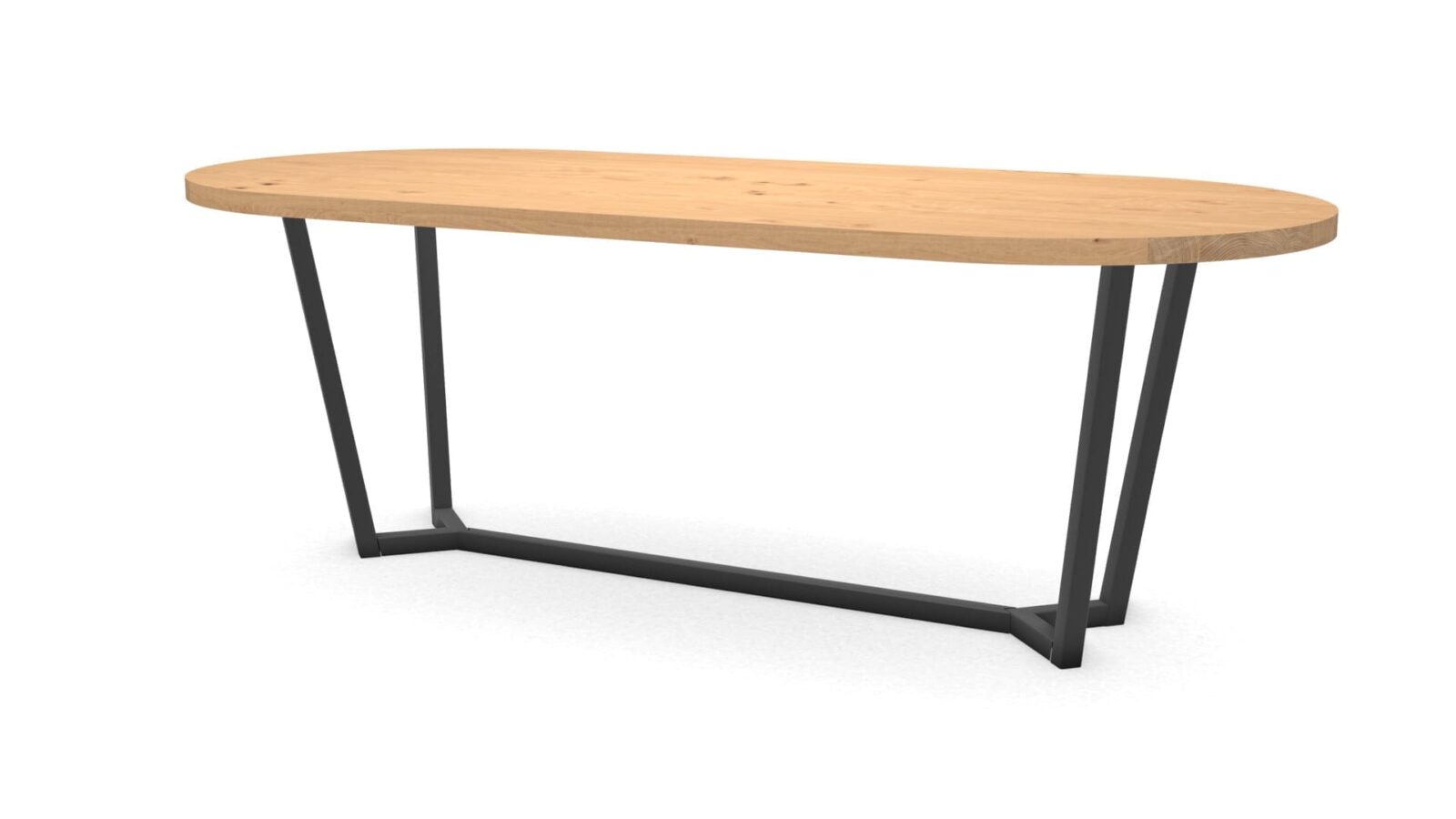 Halve cirkel eikenhouten tafel Lissabon staal - Afbeelding 1