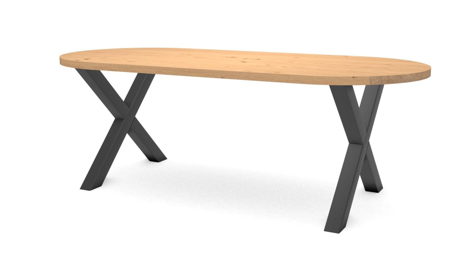 Halve-cirkel-eikenhouten-tafel-Sydney-staal Halve cirkel eikenhouten tafel Sydney staal - Afbeelding 1