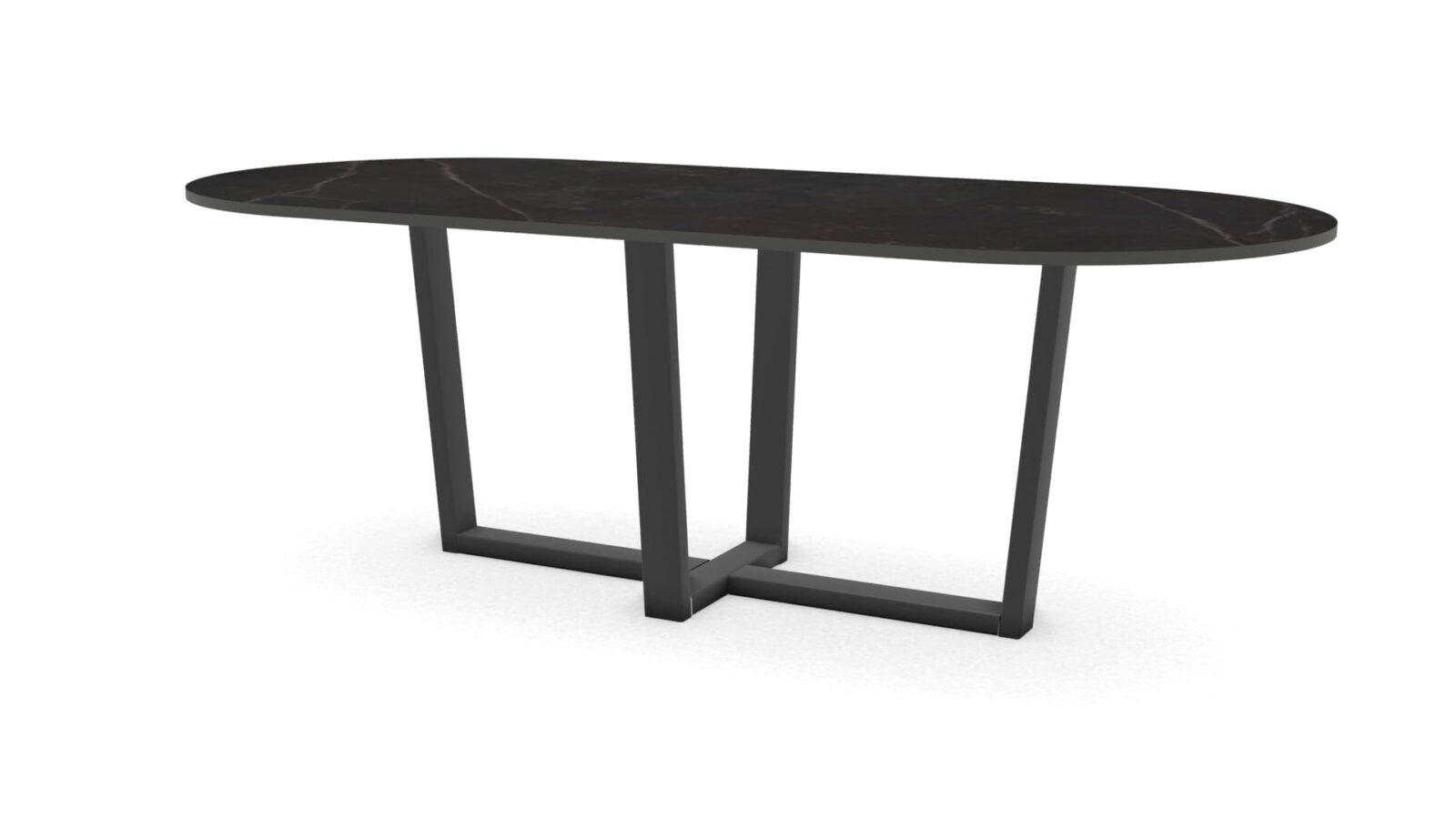 Halve cirkel keramieken tafel Geneve staal - Afbeelding 1