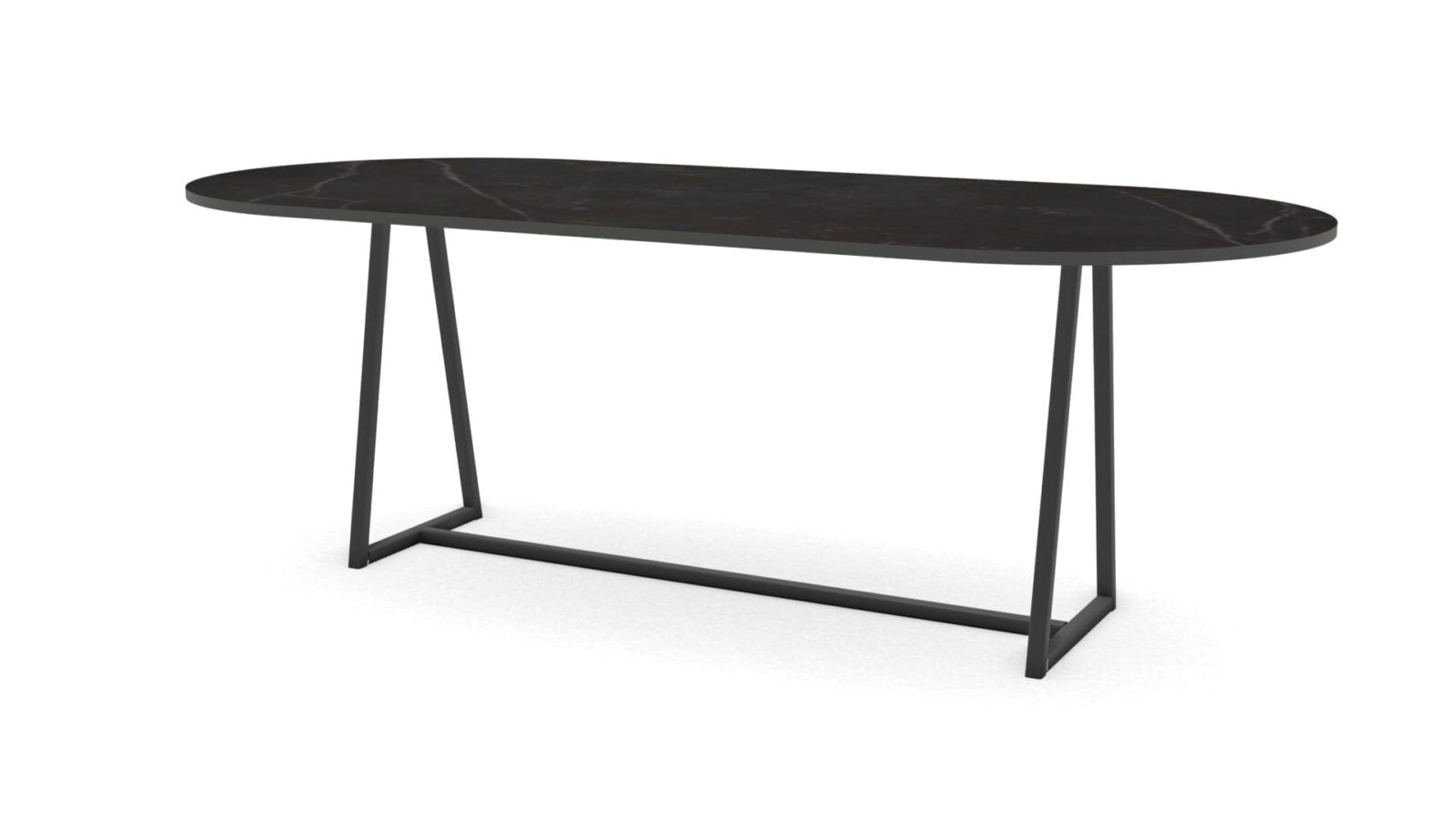 Ovale keramieken tafel Monaco staal - Afbeelding 4