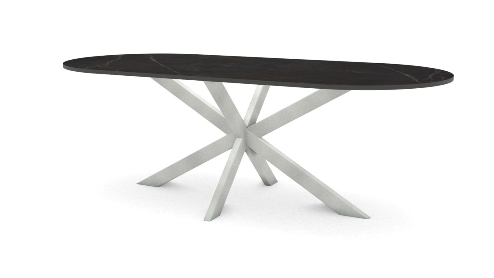 Halve cirkel keramieken tafel Riga 80x40 RVS - Afbeelding 1