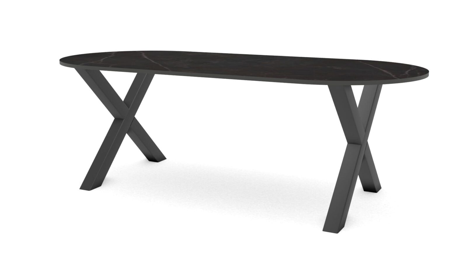 Halve cirkel keramieken tafel Sydney staal - Afbeelding 1