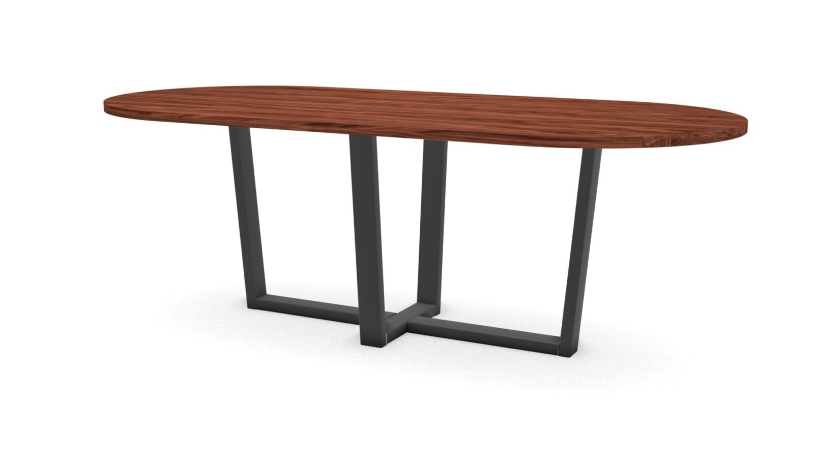 Halve cirkel notenhouten tafel Geneve staal - Afbeelding 1