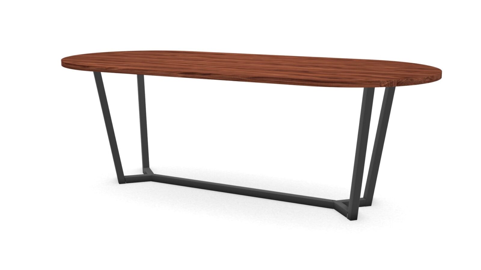 Halve cirkel notenhouten tafel Lissabon staal - Afbeelding 1