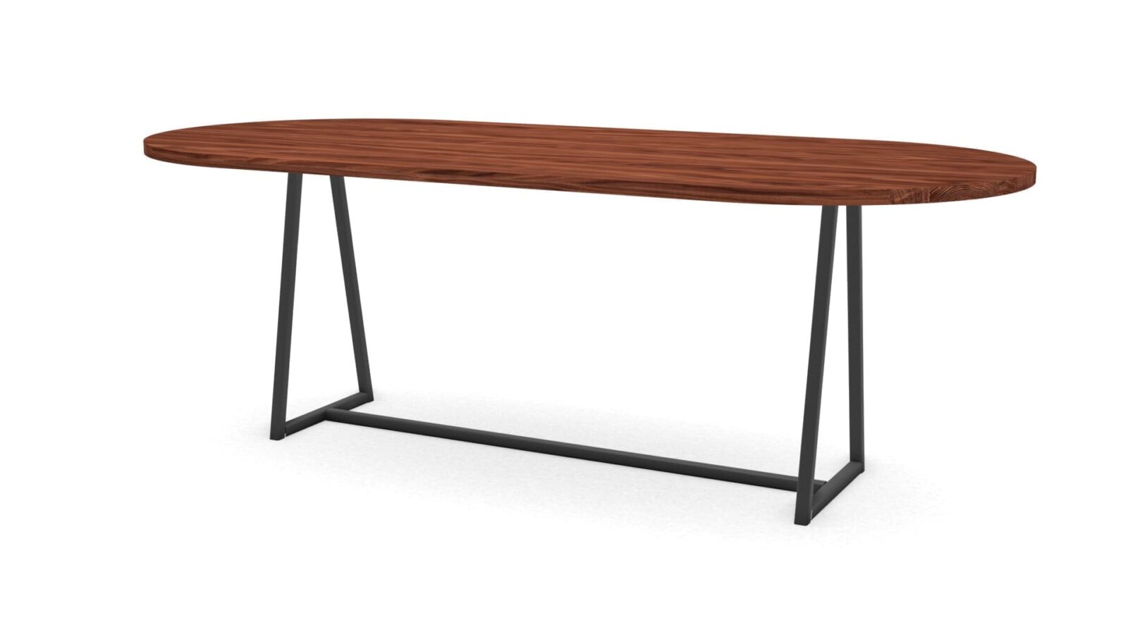 Halve cirkel notenhouten tafel Monaco staal - Afbeelding 1