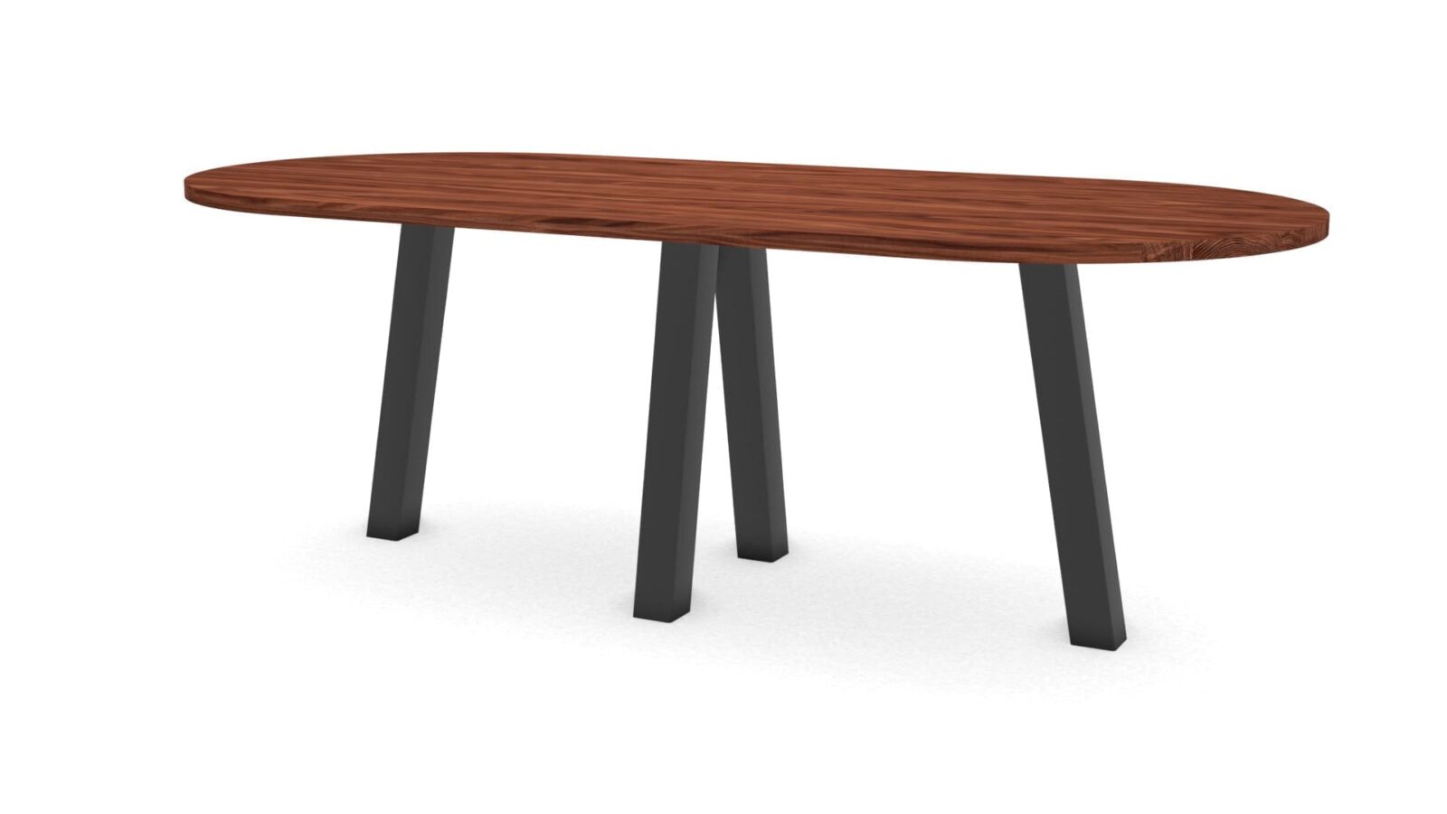 Halve cirkel notenhouten tafel Praag staal - Afbeelding 1