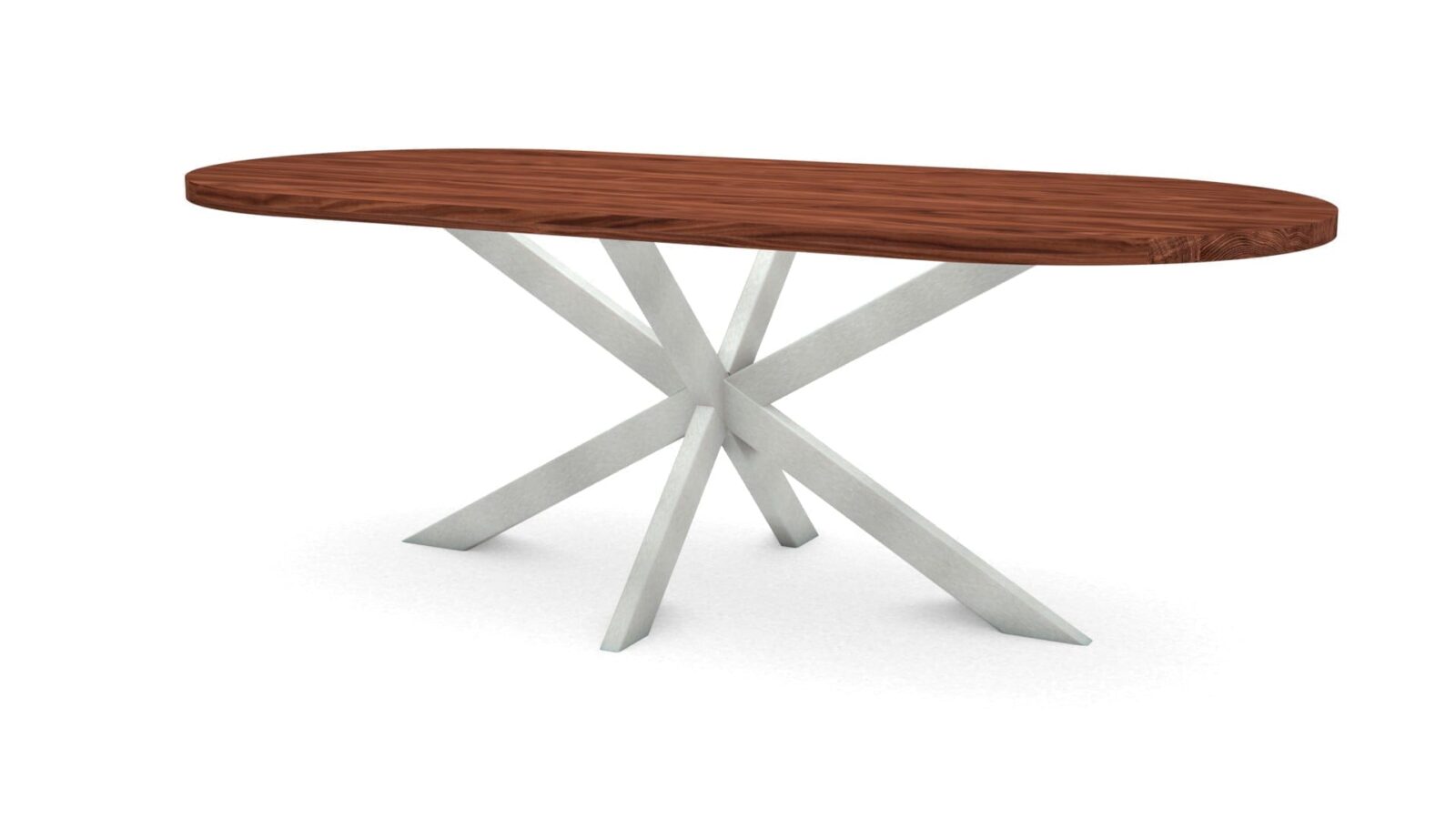 Halve cirkel notenhouten tafel Riga 80x40 RVS - Afbeelding 1