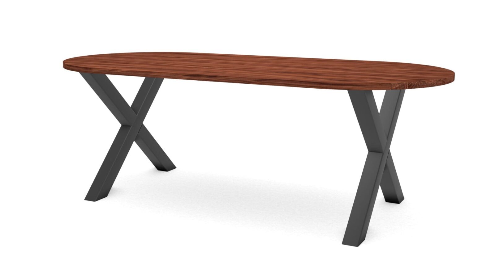 Halve-cirkel-notenhouten-tafel-Sydney-staal Halve cirkel notenhouten tafel Sydney staal - Afbeelding 1