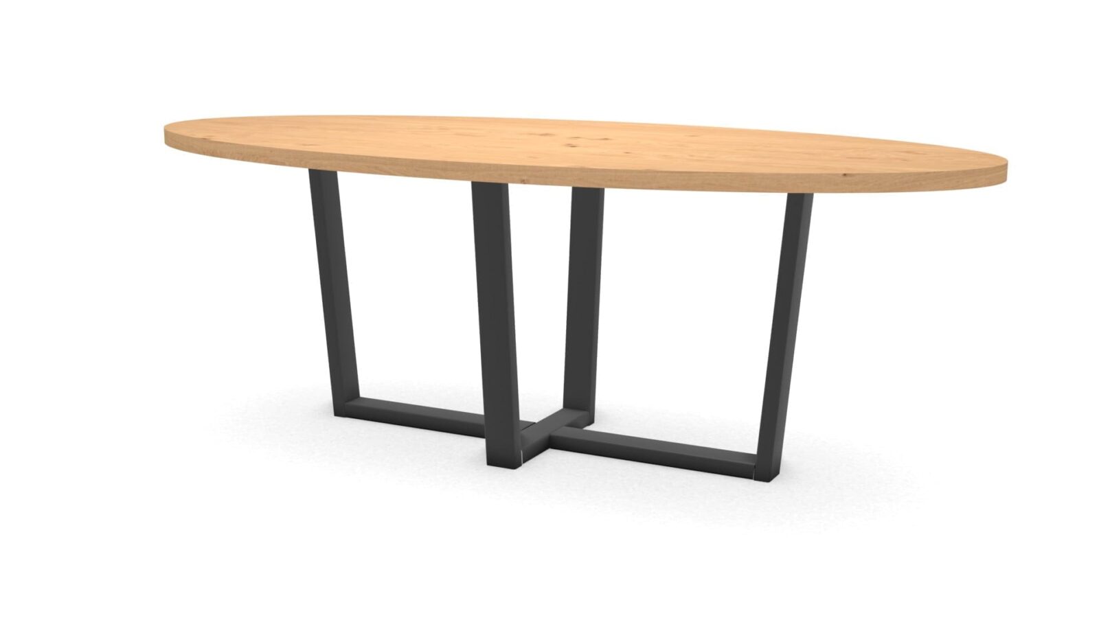 Ovale eikenhouten tafel Geneve staal - Afbeelding 1