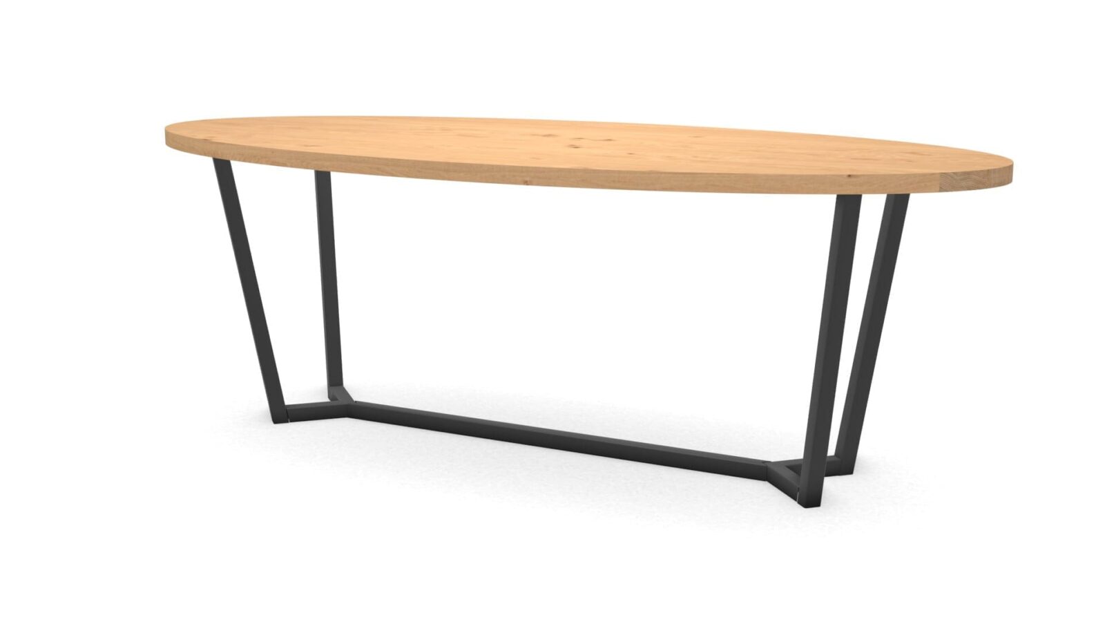 Ovale eikenhouten tafel Lissabon staal - Afbeelding 1