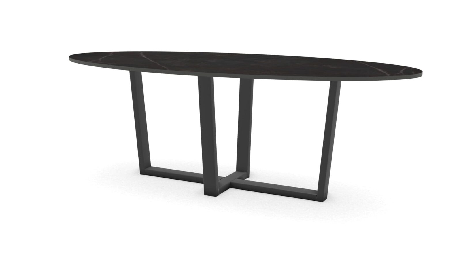 Ovale keramieken tafel Geneve staal - Afbeelding 1