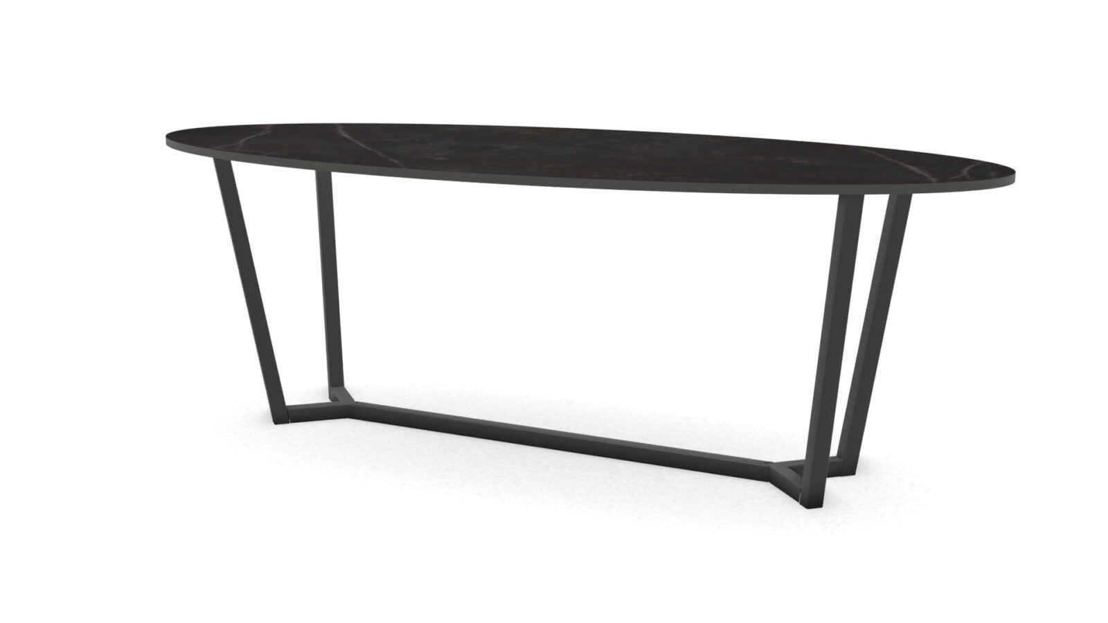 Ovale keramieken tafel Lissabon staal - Afbeelding 1