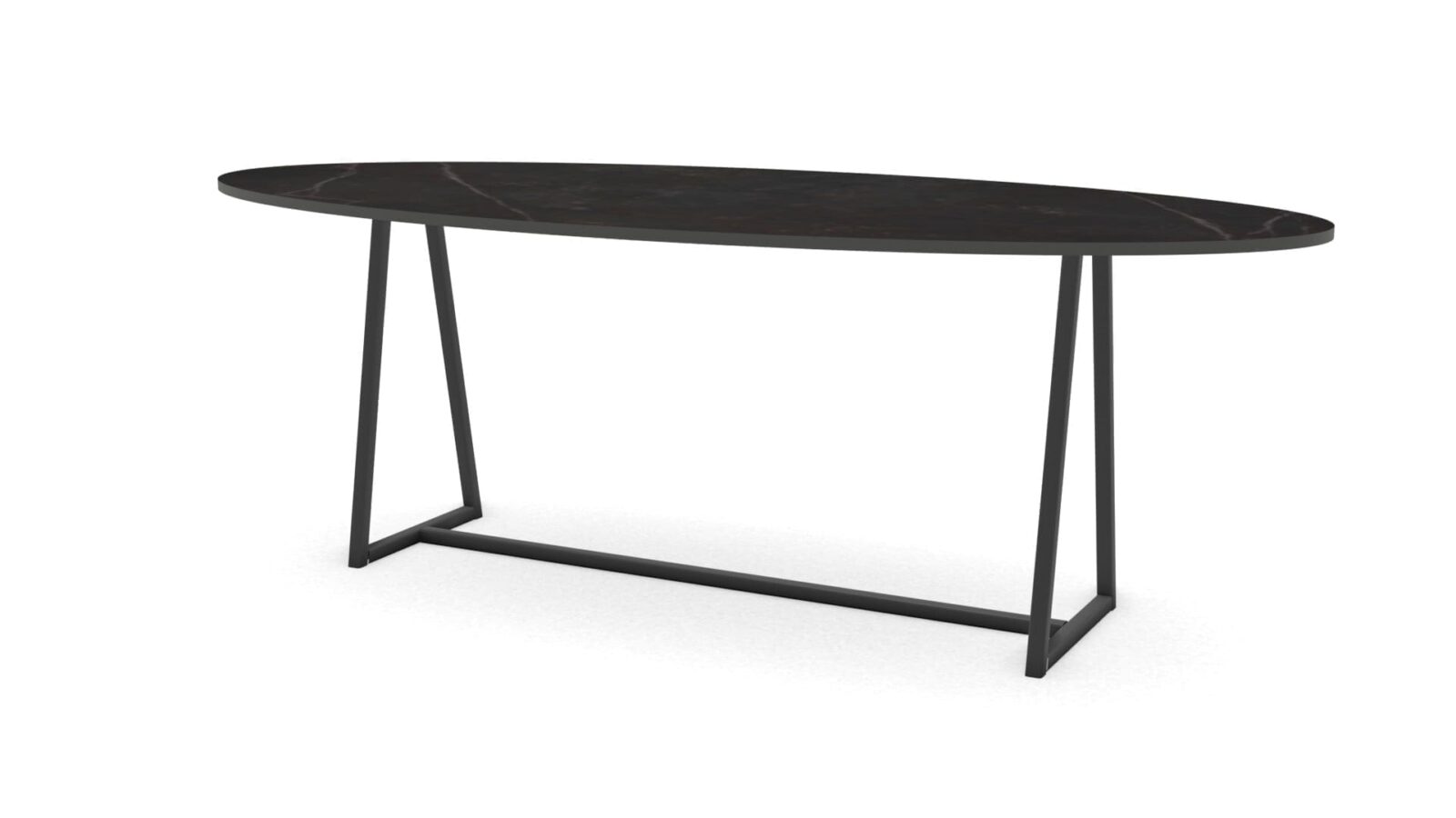 Ovale keramieken tafel Monaco staal - Afbeelding 1