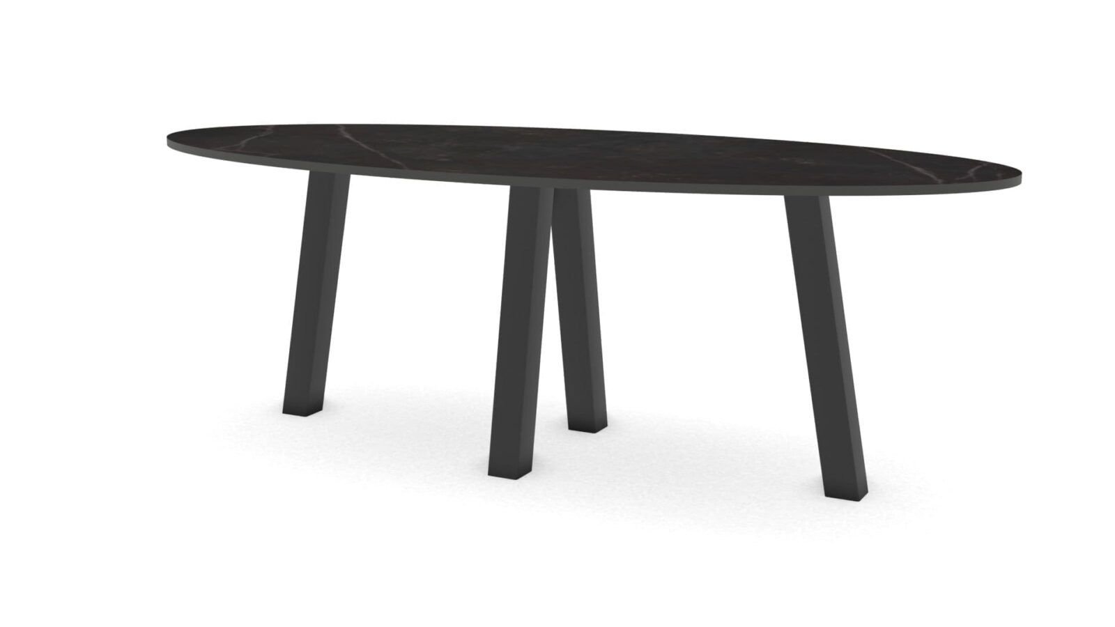 Ovale keramieken tafel Praag staal - Afbeelding 1