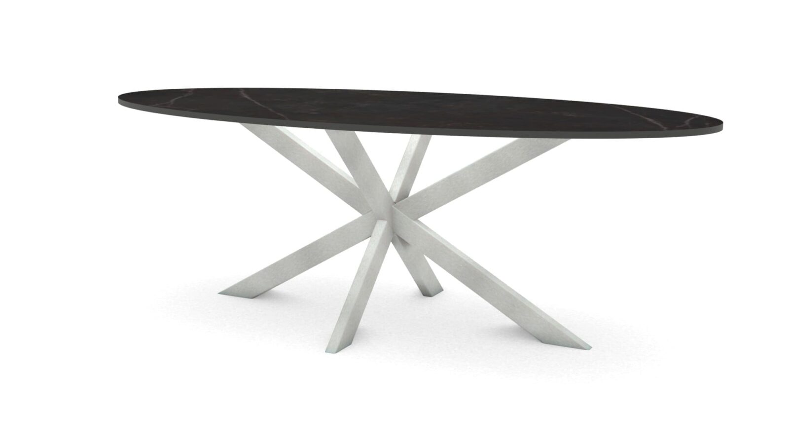 Ovale-keramieken-tafel-Riga-80x40-RVS Ovale keramieken tafel Riga 80x40 RVS - Afbeelding 1