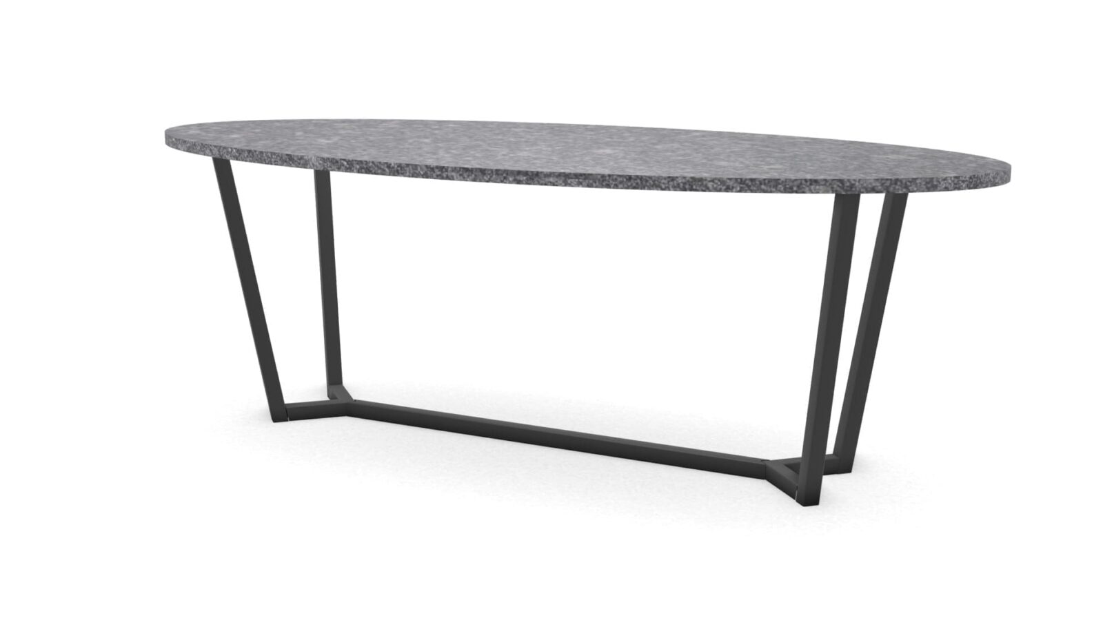 Ovale granieten tafel Lissabon staal - Afbeelding 1